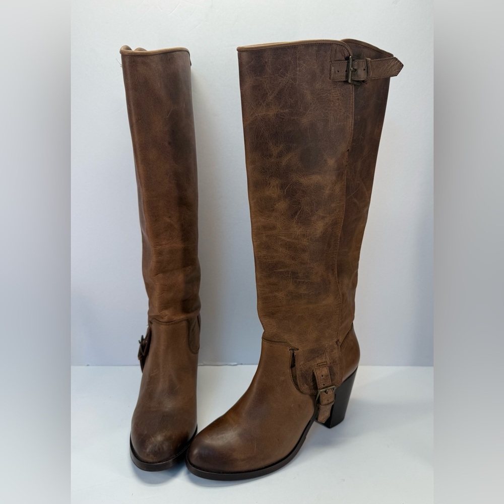 Ariat Gold Coast crushed stone Brown Leather casual country Heeled Boots 8 B - Picture 1 of 16